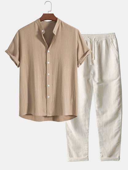 VINCE |  Elegant Linen Shirt and Trouser Ensemble