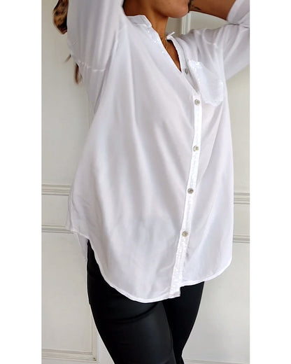 Casual top with sequin inserts and buttons