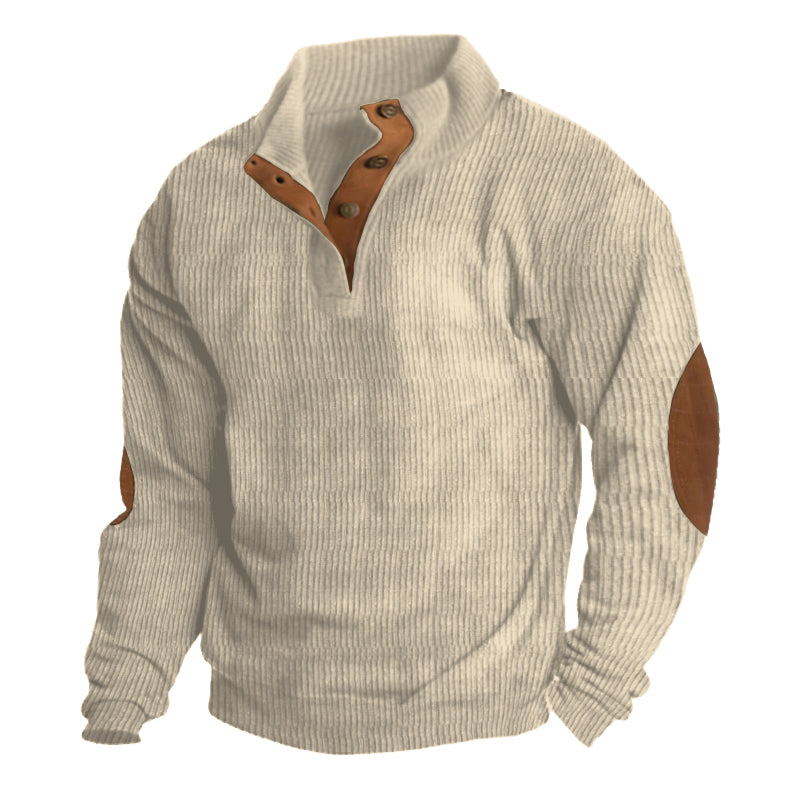 LARZO | MEN'S RIBBEB BUTTON UP SWEATER